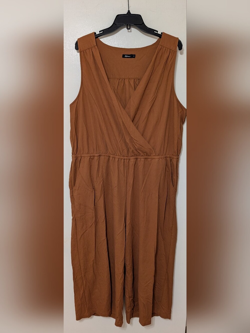 Sleeveless Rust Wrap-Front Women's Jumpsuit